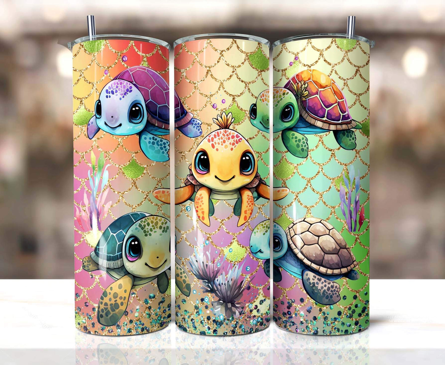 20oz cute turtle tumbler