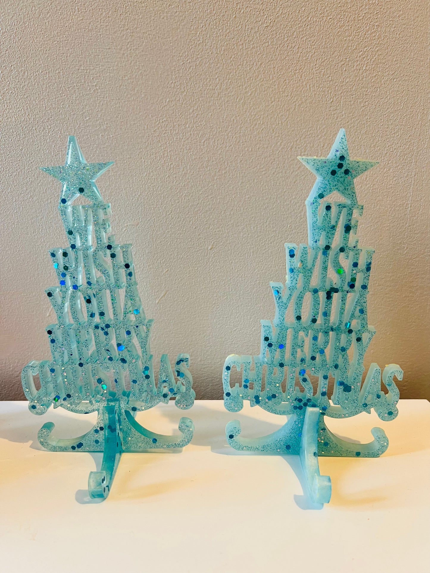 Free standing we wish you a merry Christmas ( blue)