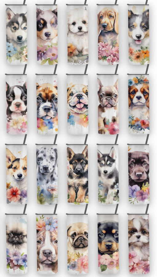 20oz Dog breed floral watercolour tumbler