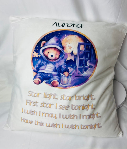 Wish upon a star Teddy in the window cushion cover