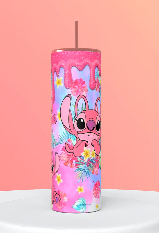 20oz pink alien stainless steel tumbler