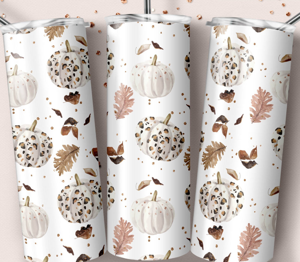 White pumpkin 20oz stainless steel tumbler