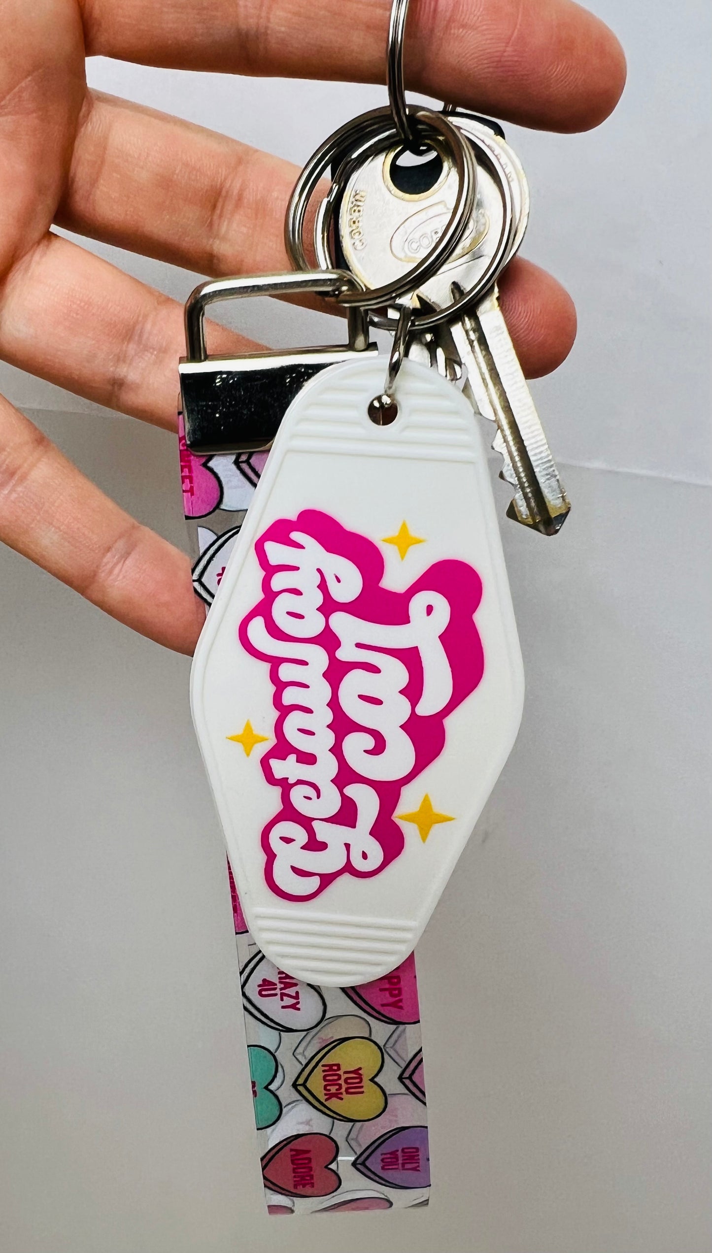 Getaway car motel keychain