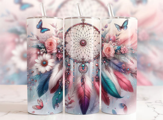 20oz Dreamcatcher with butterflies tumbler