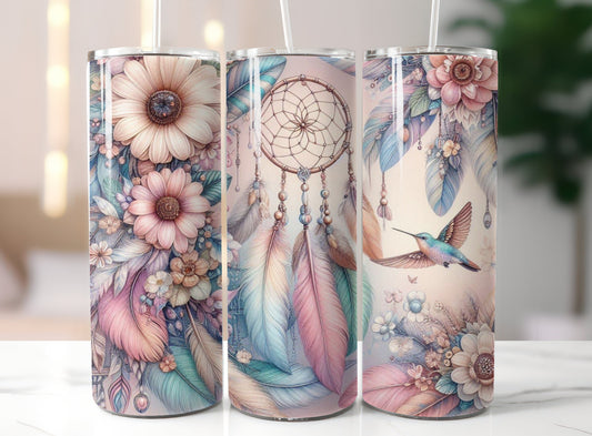 Floral dream catcher 20oz tumbler