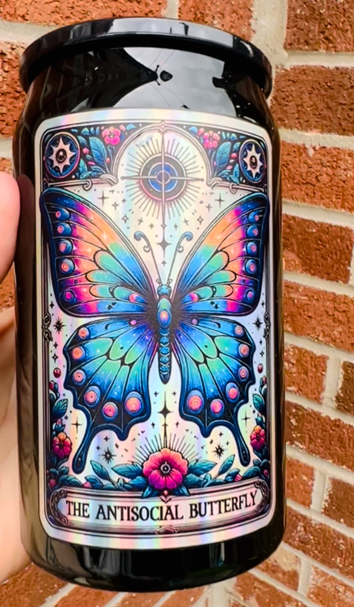 Antisocial butterfly 16oz plastic Libby can