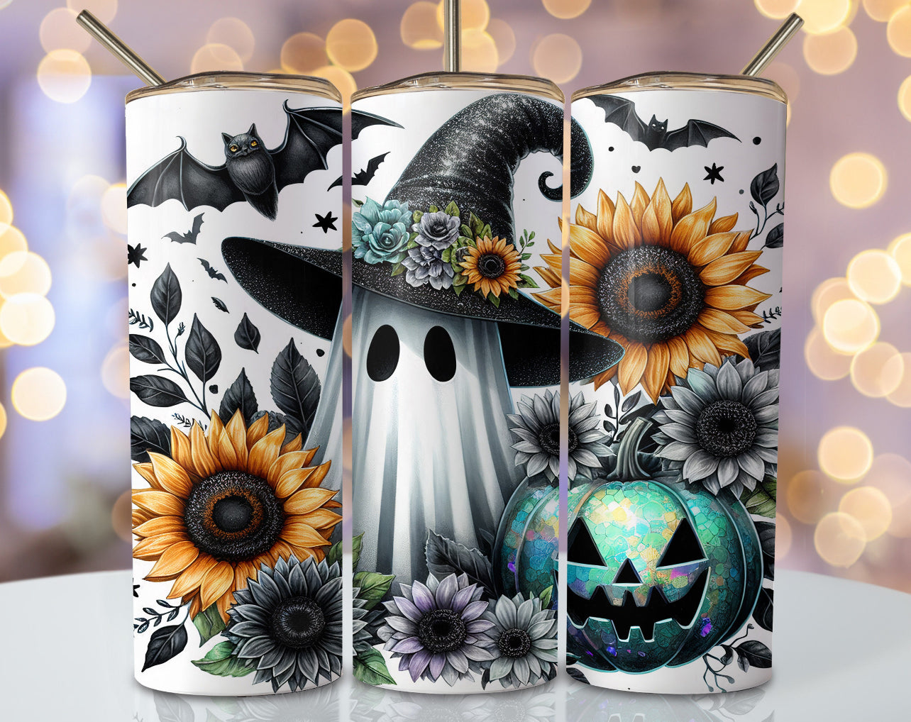 Floral ghost 20oz stainless steel tumbler