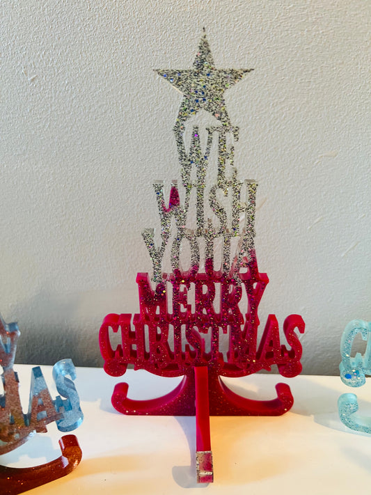 Free standing we wish you a merry Christmas ( pink/ clear )