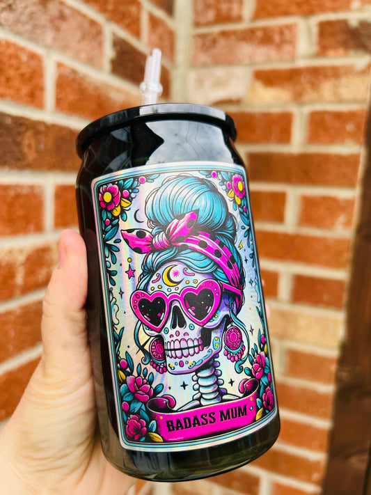 Badass mum 16oz  black plastic can