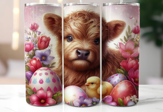 20oz tumbler easter highland cow edition