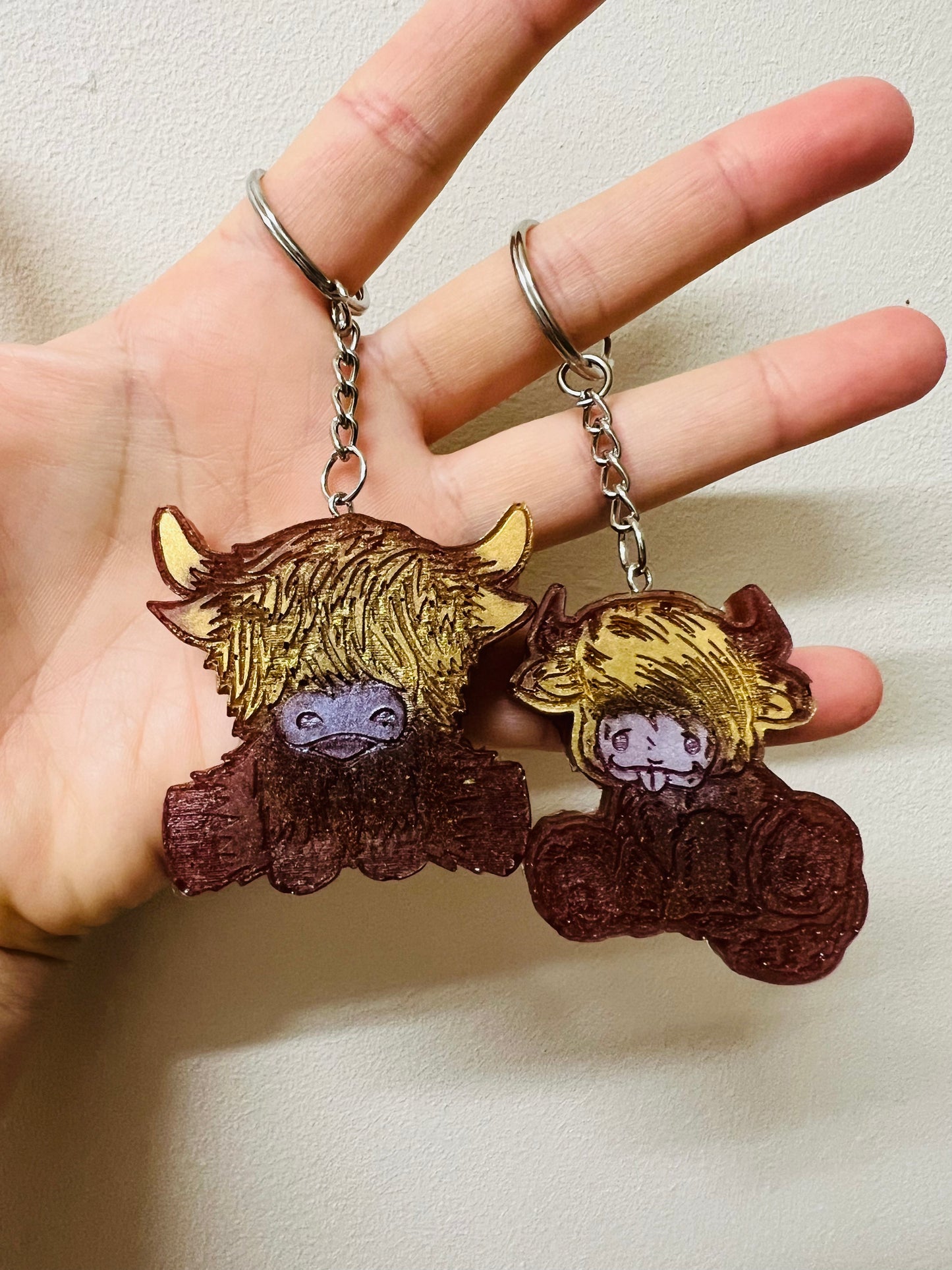 Highland cow keychain