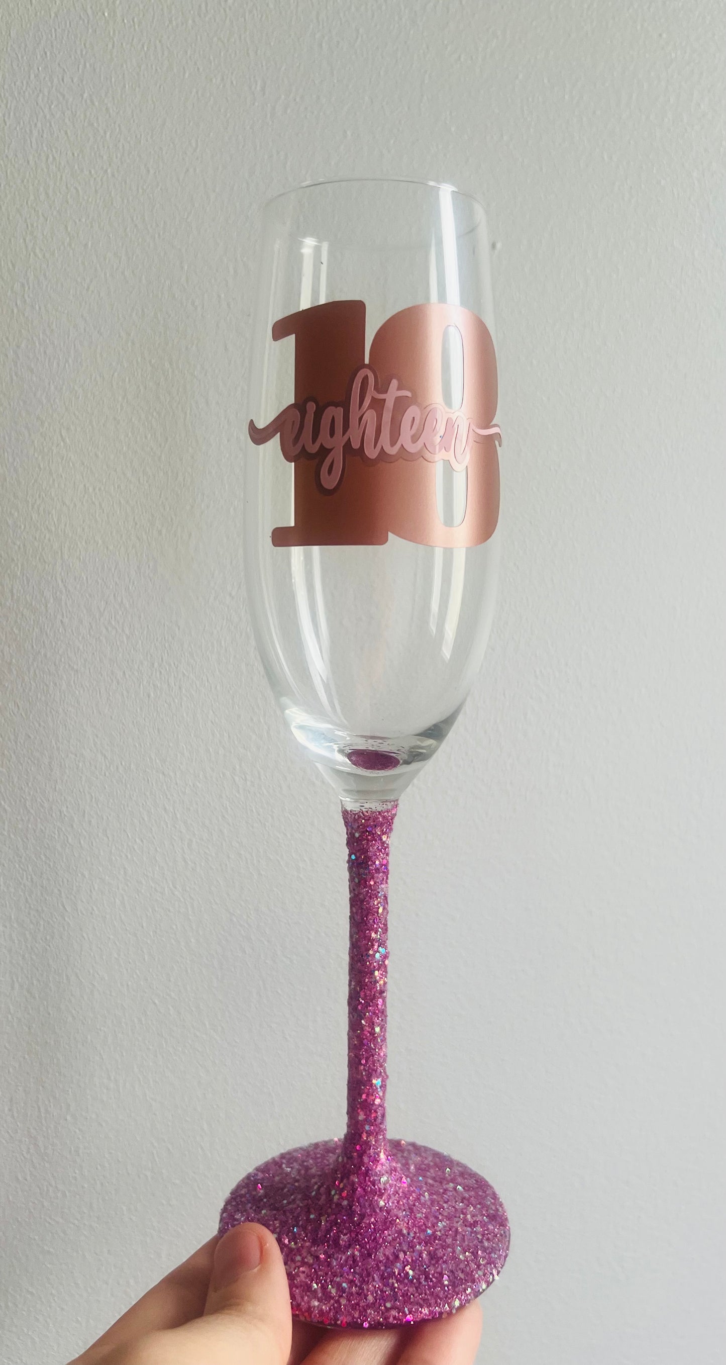 Glitter stem 18th Birthday champagne flute