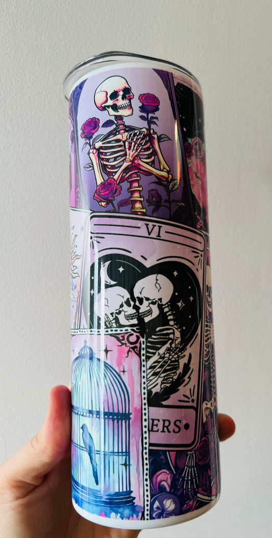 Tarot Cards Tumbler Wrap, Witchy Vibes Celestial 20oz Skinny Straight Tumbler