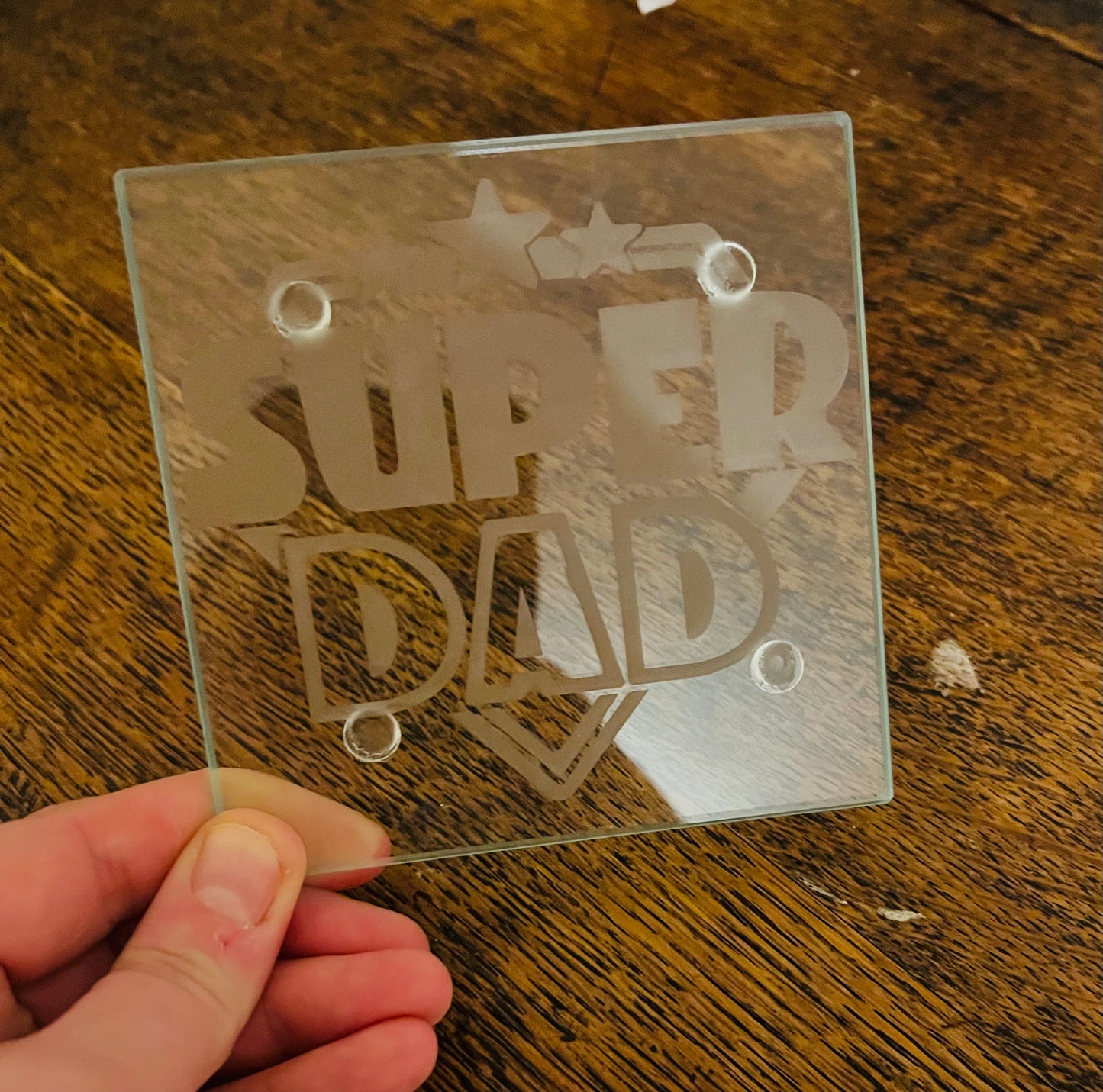 Super dad glass coaster