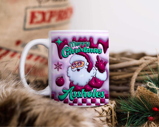 3D inflated merry Christmas assholes mug