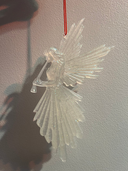 Resin hanging angel ( white glitter)