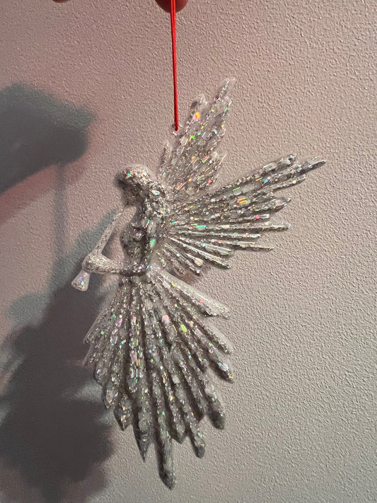 Resin hanging angel ( silver glitter)