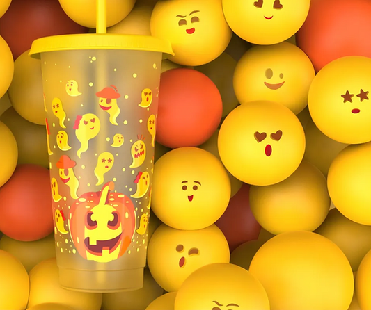 24oz Halloween colour changing cup ( yellow)