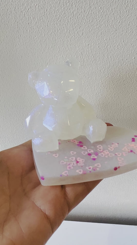 Memorial bear with heart base