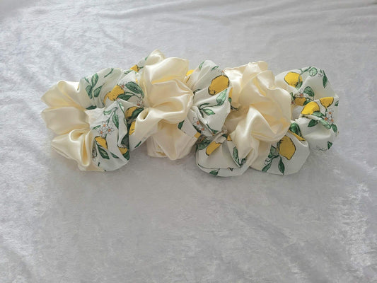 Lemon satin XL hair scrunchie