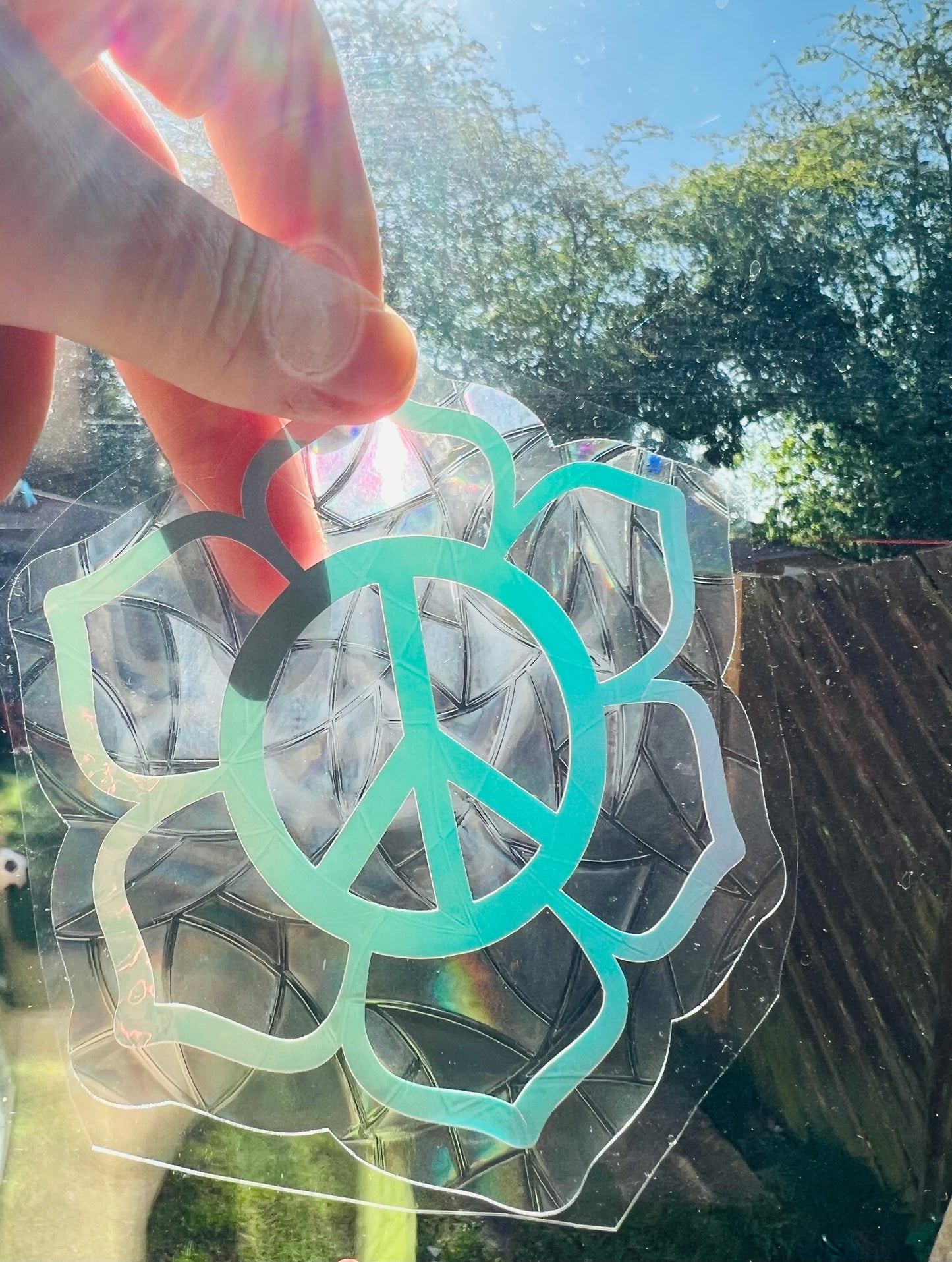 Peace flower suncatcher decal