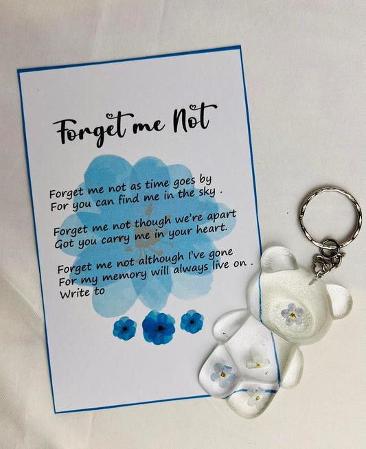 Forget me nots bear keychain