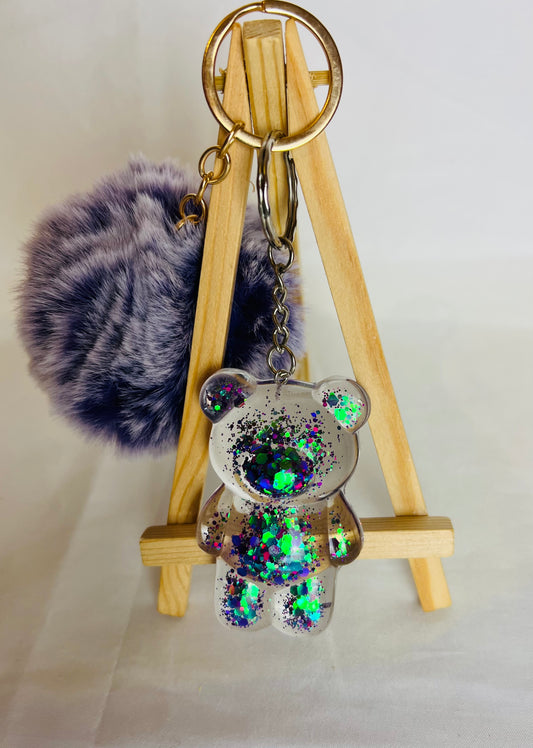 Peacock bear keyring